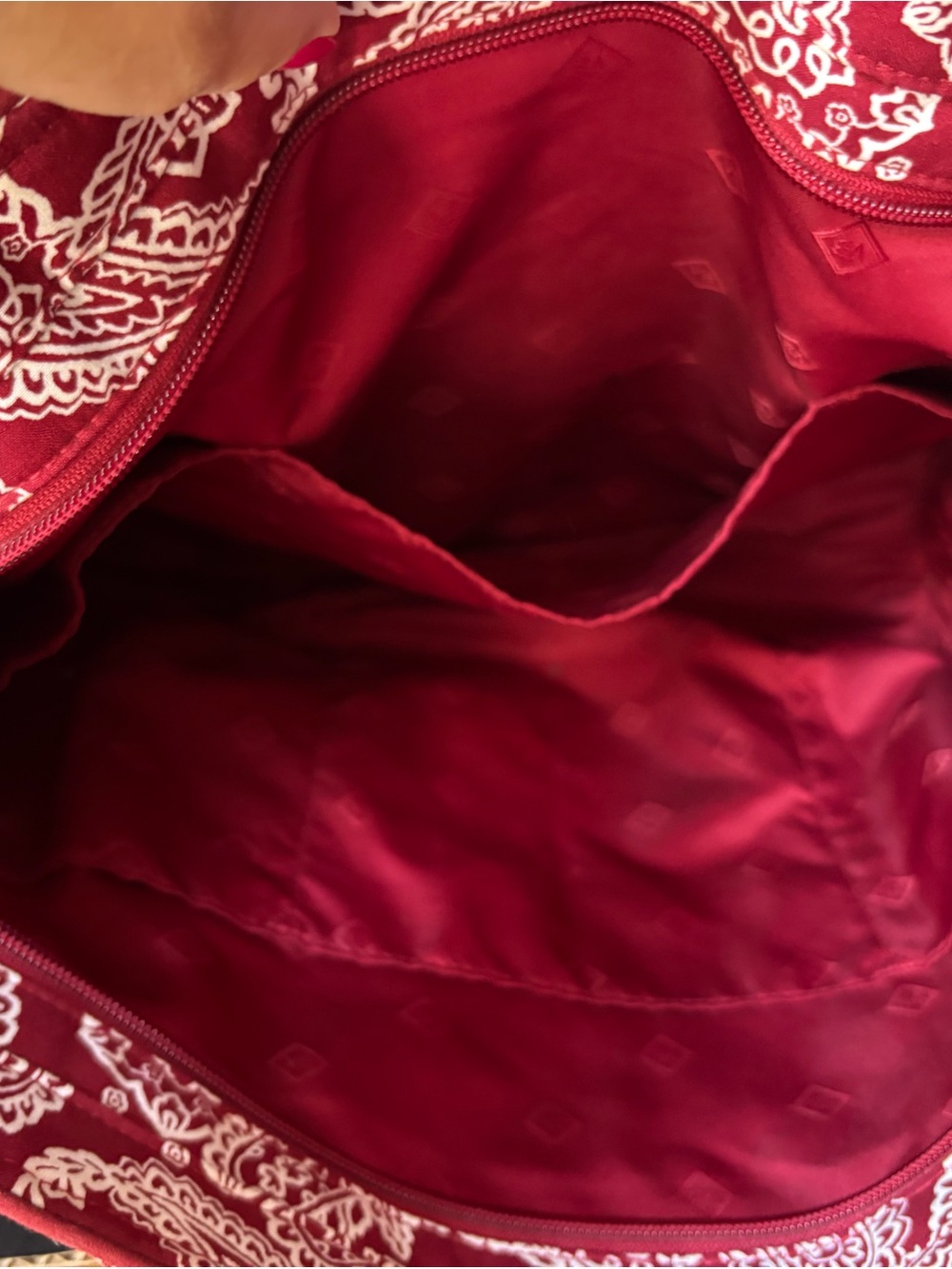 Vera Bradley Maroon Paisley Quilted Tote with White OU Logo - Picture 3 of 3